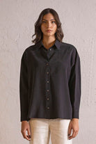 GMG Firenze-Regular Fit Siyah Kadın Gömlek-GÖMLEK-5-Milagron.com