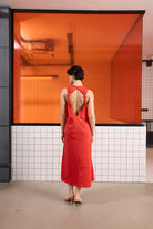 GMG Firenze-Sırtı Bağlama Detaylı %100 Pamuk Kolsuz Kadın Elbise-Elbise-10-Milagron.com