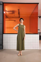 GMG Firenze-Sırtı Bağlama Detaylı %100 Pamuk Kolsuz Kadın Elbise-Elbise-2-Milagron.com