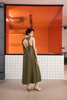 GMG Firenze-Sırtı Bağlama Detaylı %100 Pamuk Kolsuz Kadın Elbise-Elbise-4-Milagron.com