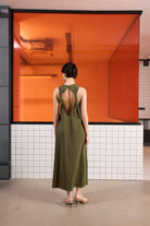 GMG Firenze-Sırtı Bağlama Detaylı %100 Pamuk Kolsuz Kadın Elbise-Elbise-5-Milagron.com