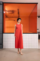 GMG Firenze-Sırtı Bağlama Detaylı %100 Pamuk Kolsuz Kadın Elbise-Elbise-7-Milagron.com