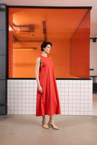 GMG Firenze-Sırtı Bağlama Detaylı %100 Pamuk Kolsuz Kadın Elbise-Elbise-9-Milagron.com