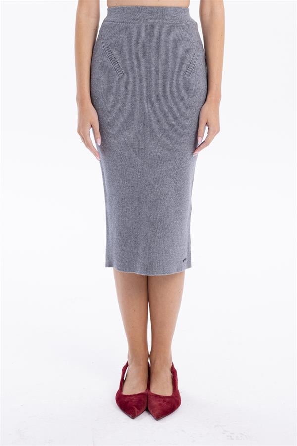 GMG Firenze-Slim Fit Basic Midi Boy Kadın Triko Etek-ETEK-1-Milagron.com