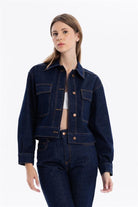 Slim Fit Cepli Denim Kadın Ceket