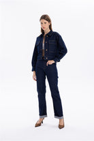 Slim Fit Cepli Denim Kadın Ceket