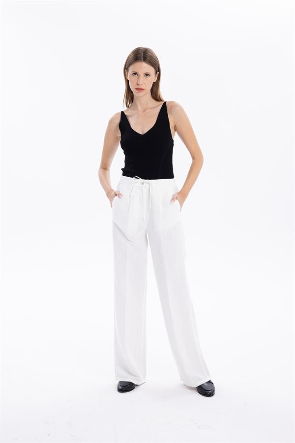 GMG Firenze-V Yaka Slim Fit İnce Askılı Triko Kadın Atlet-Summer'25-10-Milagron.com