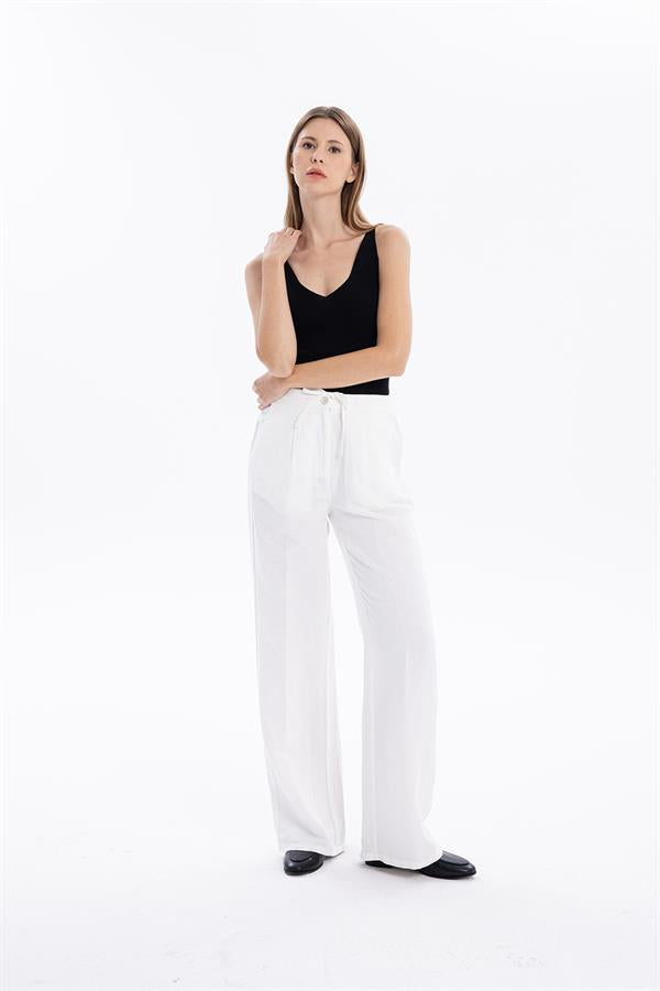 GMG Firenze-V Yaka Slim Fit İnce Askılı Triko Kadın Atlet-Summer'25-11-Milagron.com