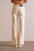 GMG Firenze-Wide Leg Ekru Denim Pantolon-DENİM PANTOLON-4-Milagron.com