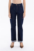 GMG Firenze-Yüksek Bel Straight Fit Denim Kadın Jean Pantolon-DENİM PANTOLON-2-Milagron.com