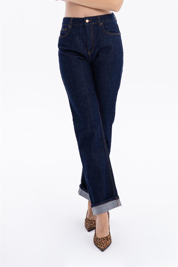 GMG Firenze-Yüksek Bel Straight Fit Denim Kadın Jean Pantolon-DENİM PANTOLON-3-Milagron.com