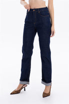 GMG Firenze-Yüksek Bel Straight Fit Denim Kadın Jean Pantolon-DENİM PANTOLON-4-Milagron.com