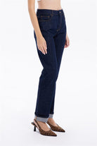GMG Firenze-Yüksek Bel Straight Fit Denim Kadın Jean Pantolon-DENİM PANTOLON-5-Milagron.com