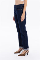 GMG Firenze-Yüksek Bel Straight Fit Denim Kadın Jean Pantolon-DENİM PANTOLON-6-Milagron.com