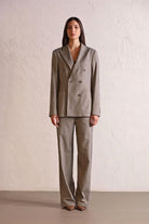 GMG Firenze-Çizgili Düğmeli Kadın Ceket-BLAZER CEKET-1-Milagron.com