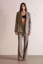 GMG Firenze-Çizgili Düğmeli Kadın Ceket-BLAZER CEKET-4-Milagron.com