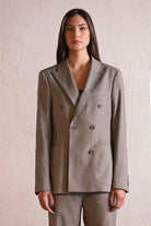 GMG Firenze-Çizgili Düğmeli Kadın Ceket-BLAZER CEKET-7-Milagron.com