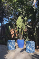 Blue Blossom, %100 Natural Keten Puf/ Yan Sehpa - 1