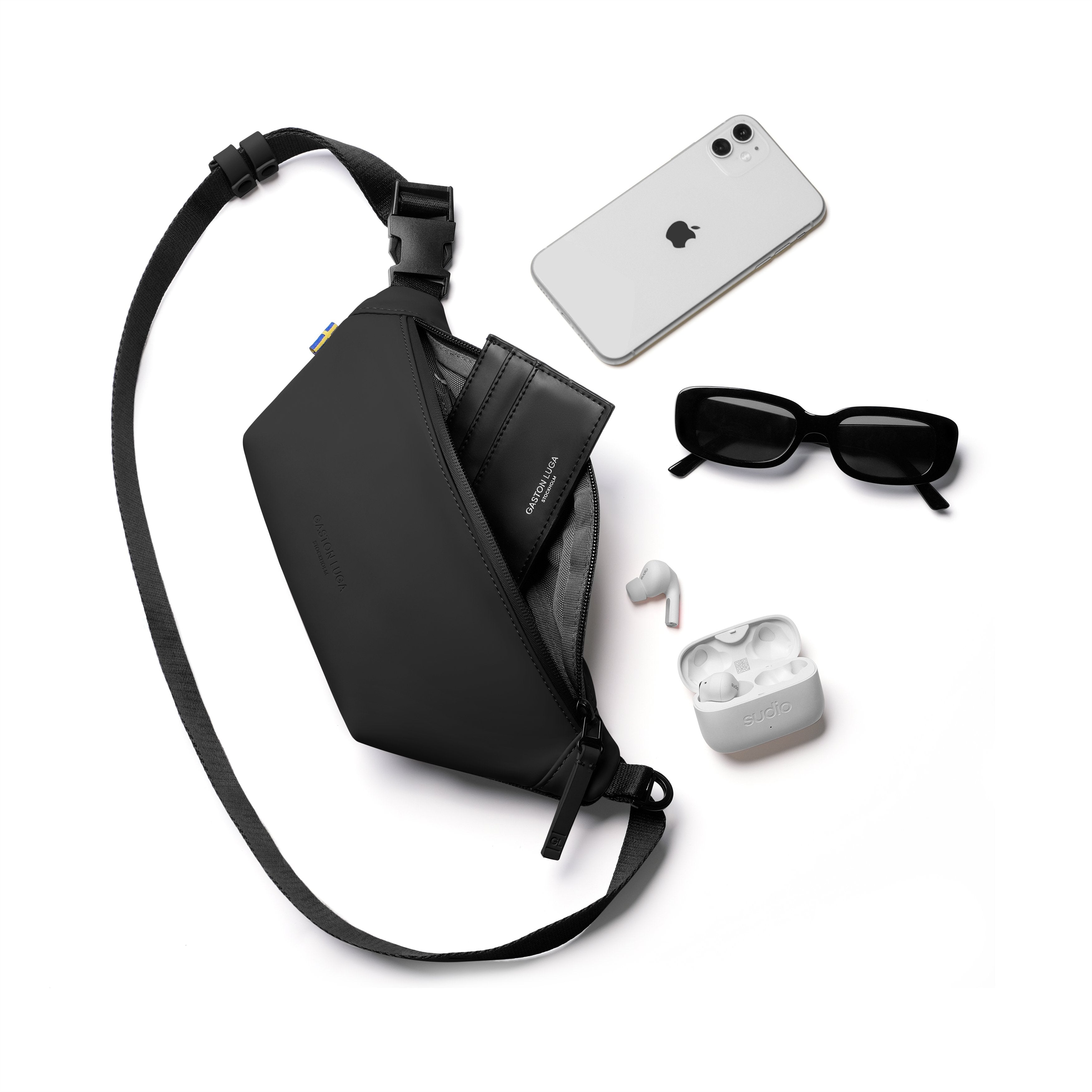 Gaston Luga-Gaston Luga Däsh Bumbag Bel çantası Black-Bel Çantası-4-Milagron.com