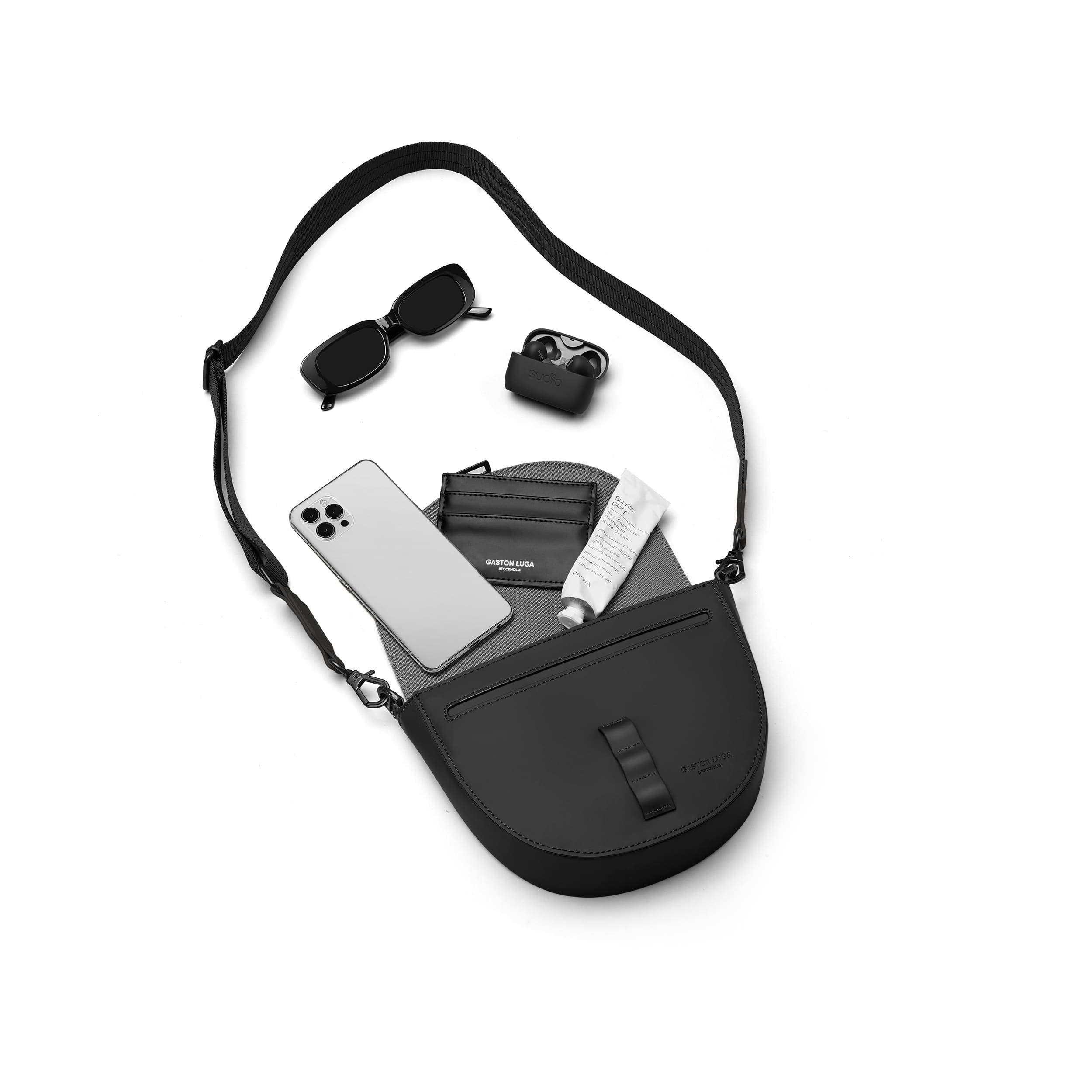 Gaston Luga-Gaston Luga Spläsh Moon Crossbody Omuz çantası Black-Omuz Çantası-5-Milagron.com