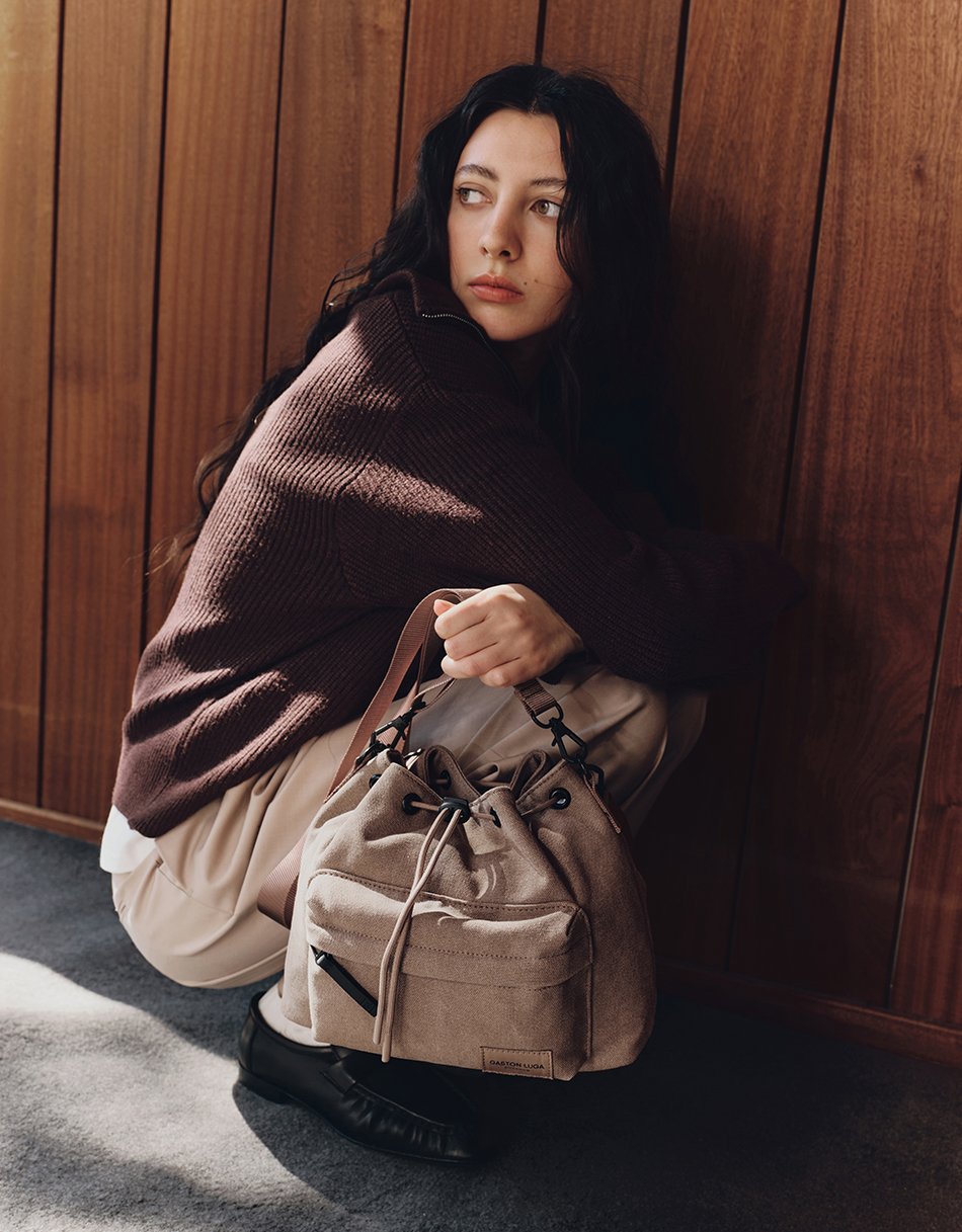 Gaston Luga Splash Bucket Crossbody Çanta - Weave Dusty Brown