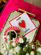 Amor E Sorte Kalp Desenli Kokteyl Peçete ( 1 Adet )