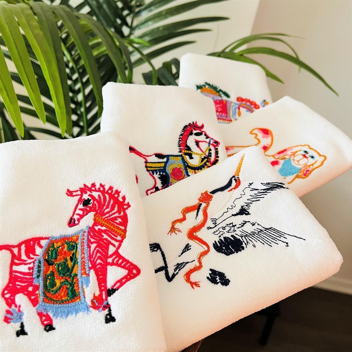 Animal Serisi Pembe Zebra Desenli Misafir El Havlusu