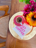 Dekoratif But First Coffee Desenli Kokteyl Peçete- 1 Adet Açık Pembe Nakışlı