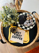 Dekoratif But First Coffee Desenli Kokteyl Peçete - 1 Adet Siyah Nakışlı