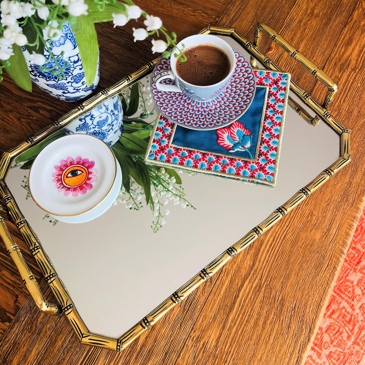 Flower Festival Lacivert Kokteyl Peçete ( 2 Adet )