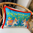 Dekoratif Hint Fili Desenli Açık Mavi Kadife Kırlent Kılıfı ( 40 x 60 cm )
