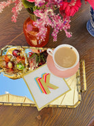 Rainbow ´´K´´ Harfi Krem Kokteyl Peçete  (1 Adet)