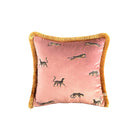 Dekoratif Leopar Desenli Pembe Kadife Kırlent Kılıfı 45 x 45 cm