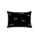 Dekoratif Leopar Desenli Siyah Kadife Kırlent Kılıfı 35 x 50 cm