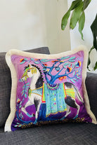 Ge Living-Dekoratif Mustang At Desenli Mor Kadife Kırlent Kılıfı 45 X 45 Cm-Kırlent Kılıfı-2-Milagron.com