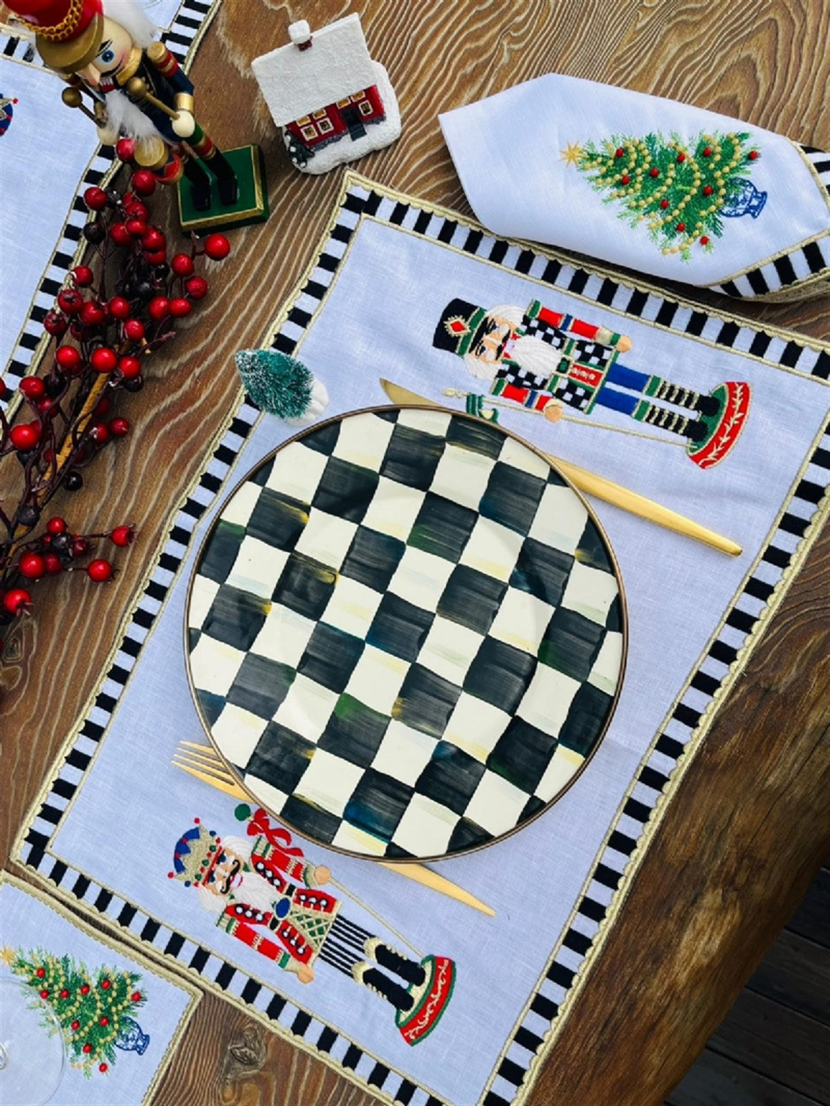 Dekoratif Nutcracker Kurşun Asker Desenli Amerikan Servis ( 2 Adet )