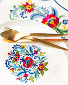 Dekoratif Rosemaling Çiçek Desenli Amerikan Servis - 2 Adet