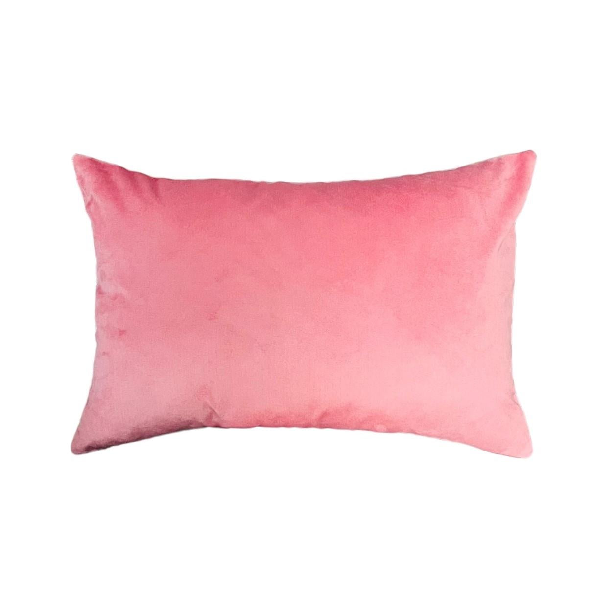 Dekoratif Yeşil Pullu Göz Desenli Pembe Kadife Kırlent Kılıfı ( 35 cm x 50 cm )
