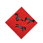 Dekoratif Zebra Desenli Kırmızı Keten Servis Peçetesi - 2 Adet