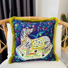 Dekoratif Zebra Desenli Kadife Kırlent Kılıfı ( 45 cm x 45 cm )