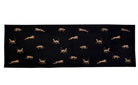 Leopar Desenli Dekoratif Siyah Keten Runner - 40 cm 120 cm