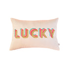 Lucky Desenli Krem Kadife Dekoratif Kırlent Kılıfı