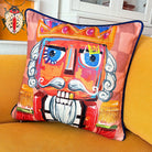 Nutcracker Desenli Kadife Yastık Kılıfı – 50x50 cm – Renkli Yeni Yıl Tasarım – Dekoratif Kırlent Kılıfı