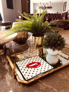 Pop Art Lips Dudak Desenli Vintage Kokteyl Peçeteler - 4 Adet