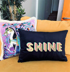 Shine Desenli Lacivert Kadife Dekoratif Kırlent Kılıfı