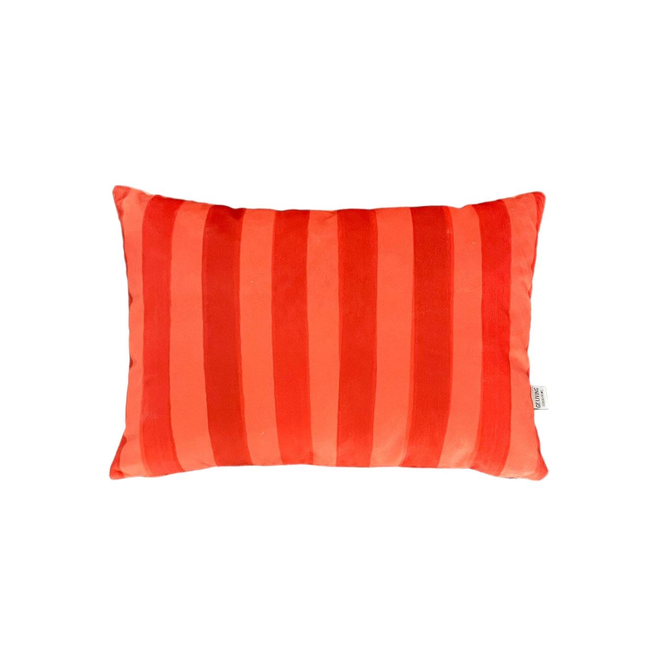 Turuncu Çizgili Kadife Kırlent Kılıfı ( 35 cm x 50 cm )