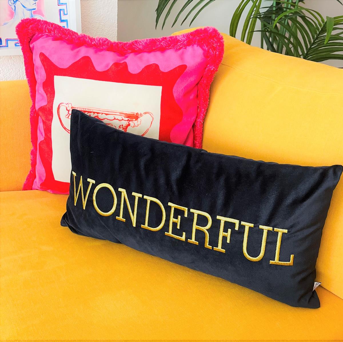 Wonderful Desenli Lacivert Kırlent Kılıfı 30 x 60