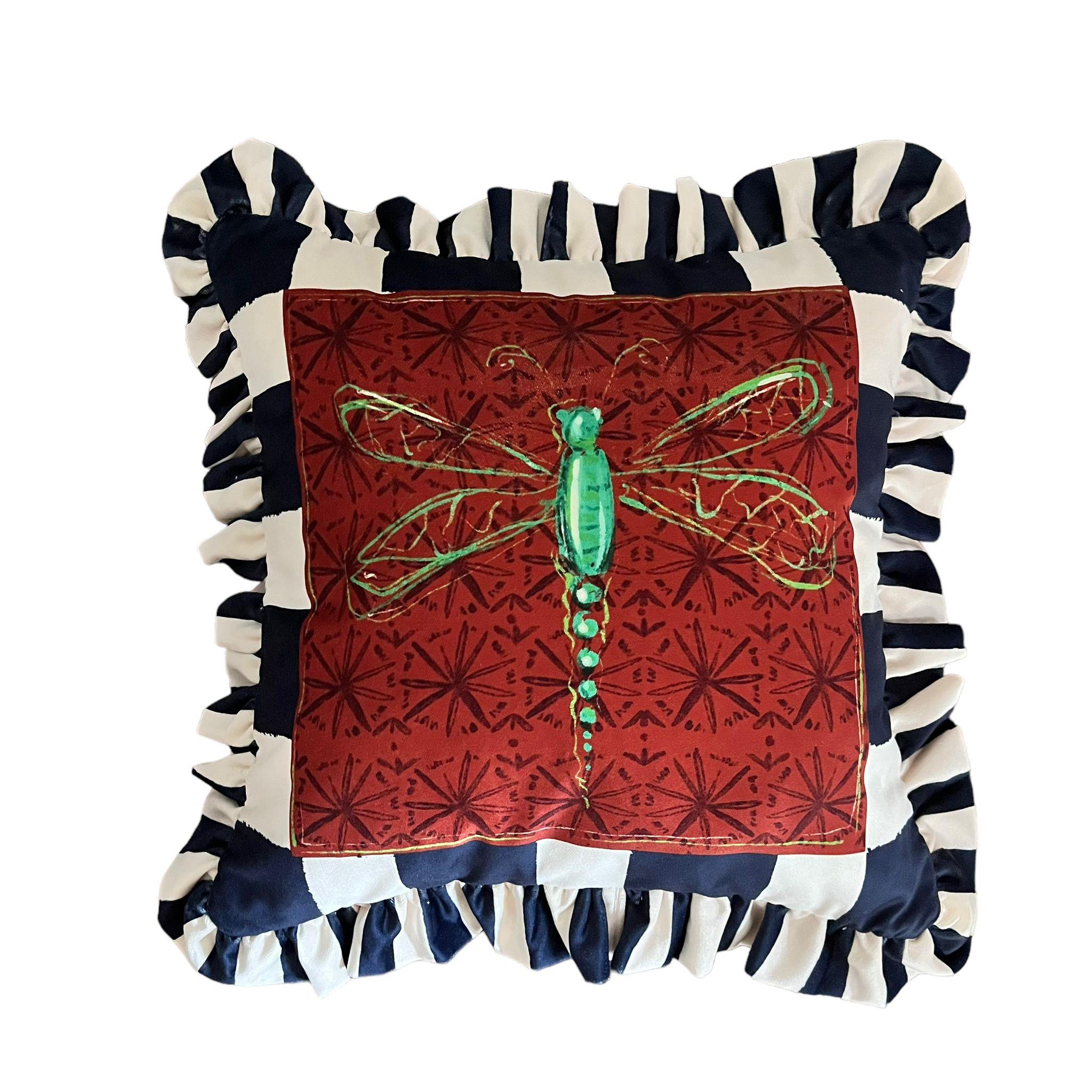 Yusufcuk Desenli Lacivert Kadife Kırlent Kılıfı - Hope Serisi Özel Tasarım Fırfırlı