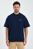 Gennaro-Heavyweight Oversize T-shirt - Koyu Lacivert-T-Shirts-1-Milagron.com