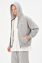 Gennaro-Oversize Zip Hoodie - Gri-Sweatshirts & Hoodies-1-Milagron.com